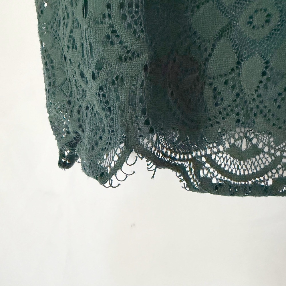 Three Pink Hearts Lace Lined Women's Medium Green Tank Boho Feminine Office - Picture 7 of 9
